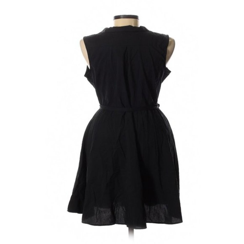 NWT Aqua Button Down Belted Midi Shirt Dress Black Sz. L - Picture 2 of 2